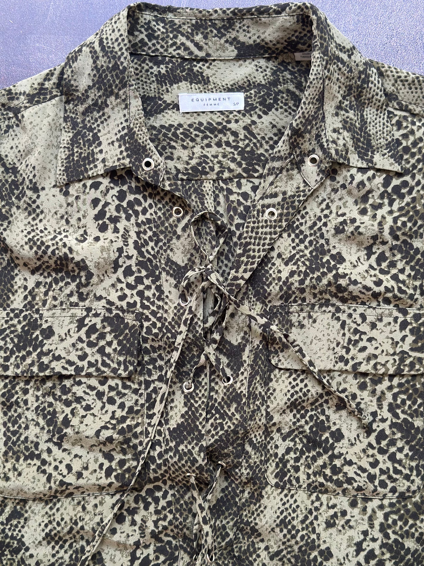 Designer Equipment Femme Green Silk Dress Shirt