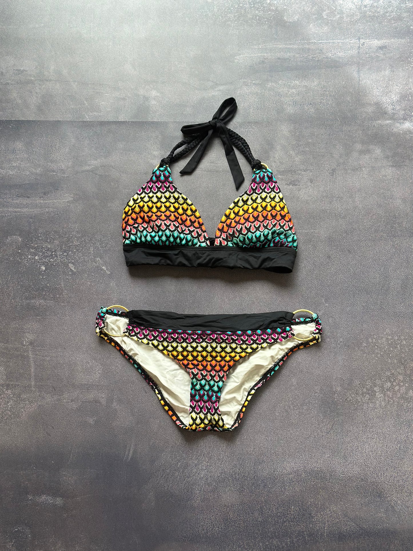 Vintage Rainbow crochet  bikini set