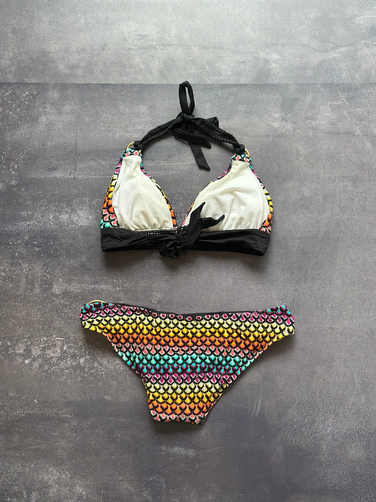 Vintage Rainbow crochet  bikini set