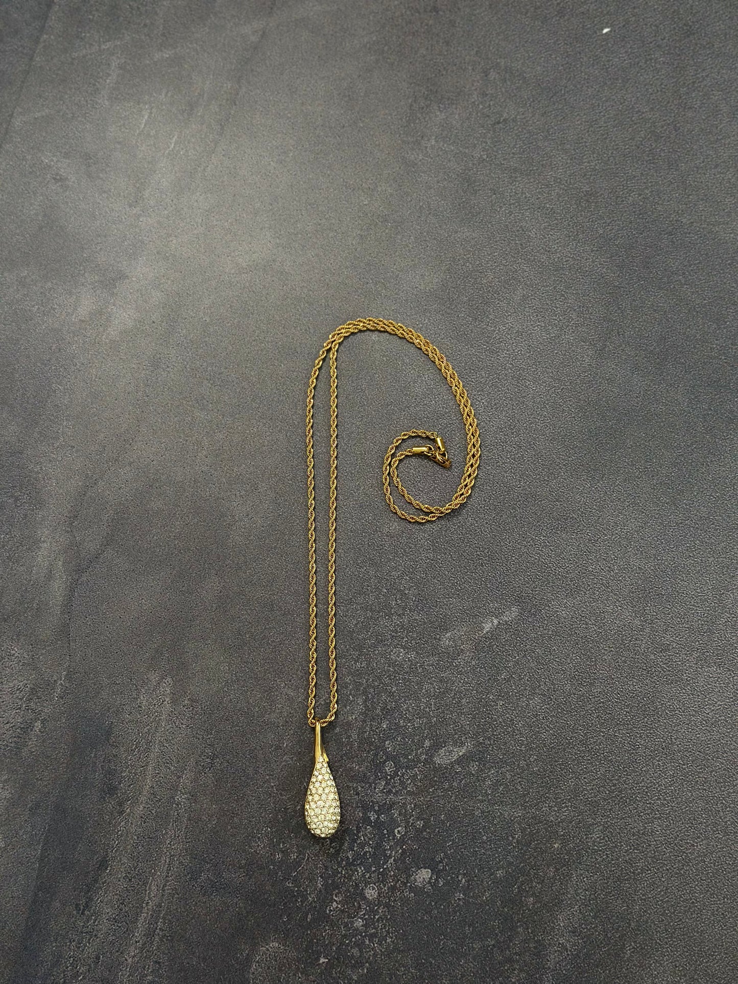 Vintage Swarovski Gold Drop Necklace
