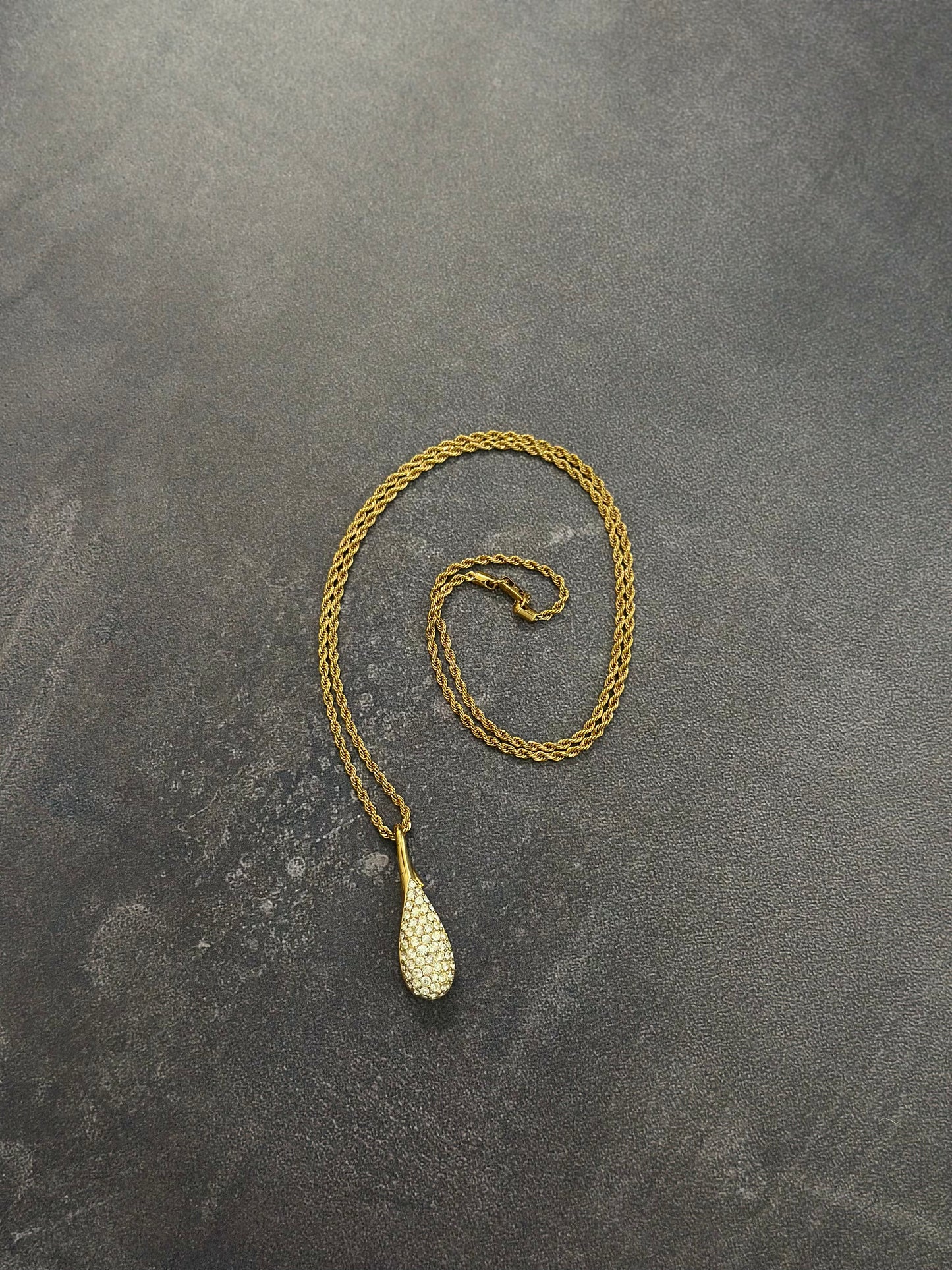 Vintage Swarovski Gold Drop Necklace