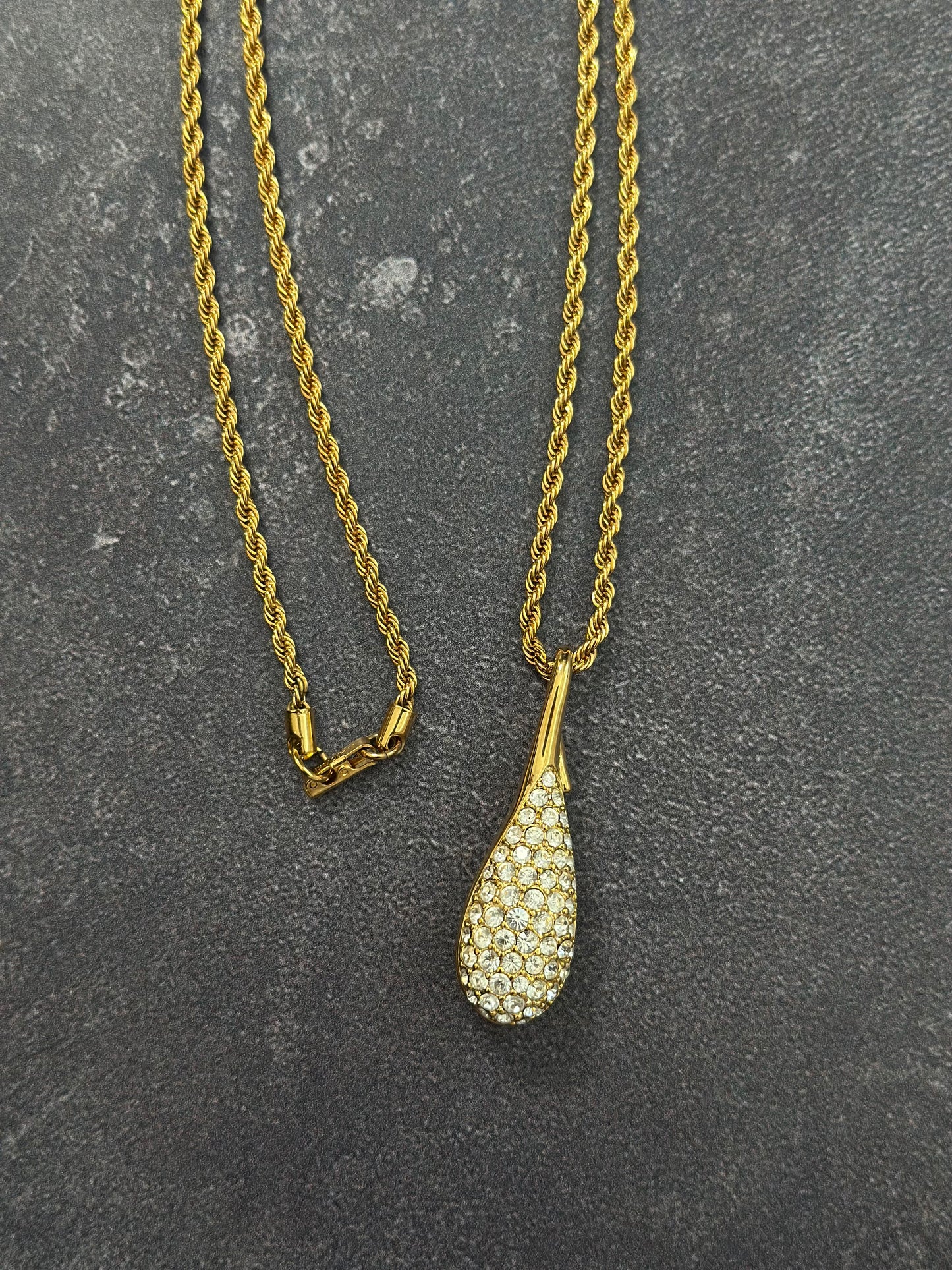 Vintage Swarovski Gold Drop Necklace