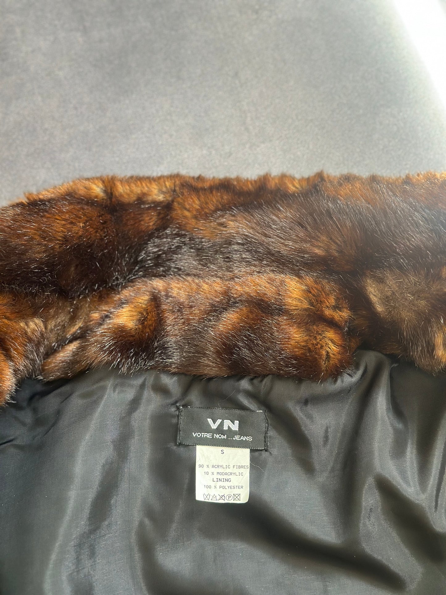 Vintage VN votre nom jeans faux fur Vest