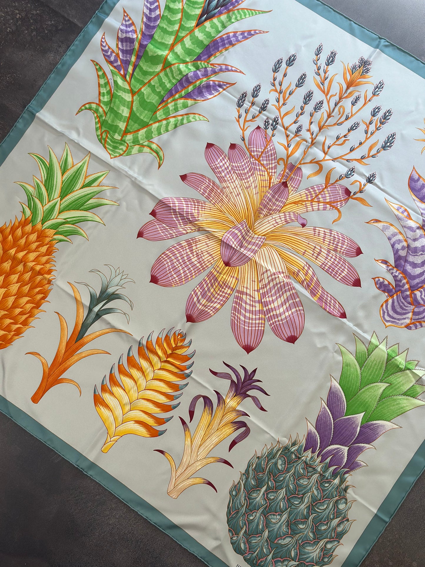 Designer Hermés Index Bromeliaceae scarf 90 w/ tags