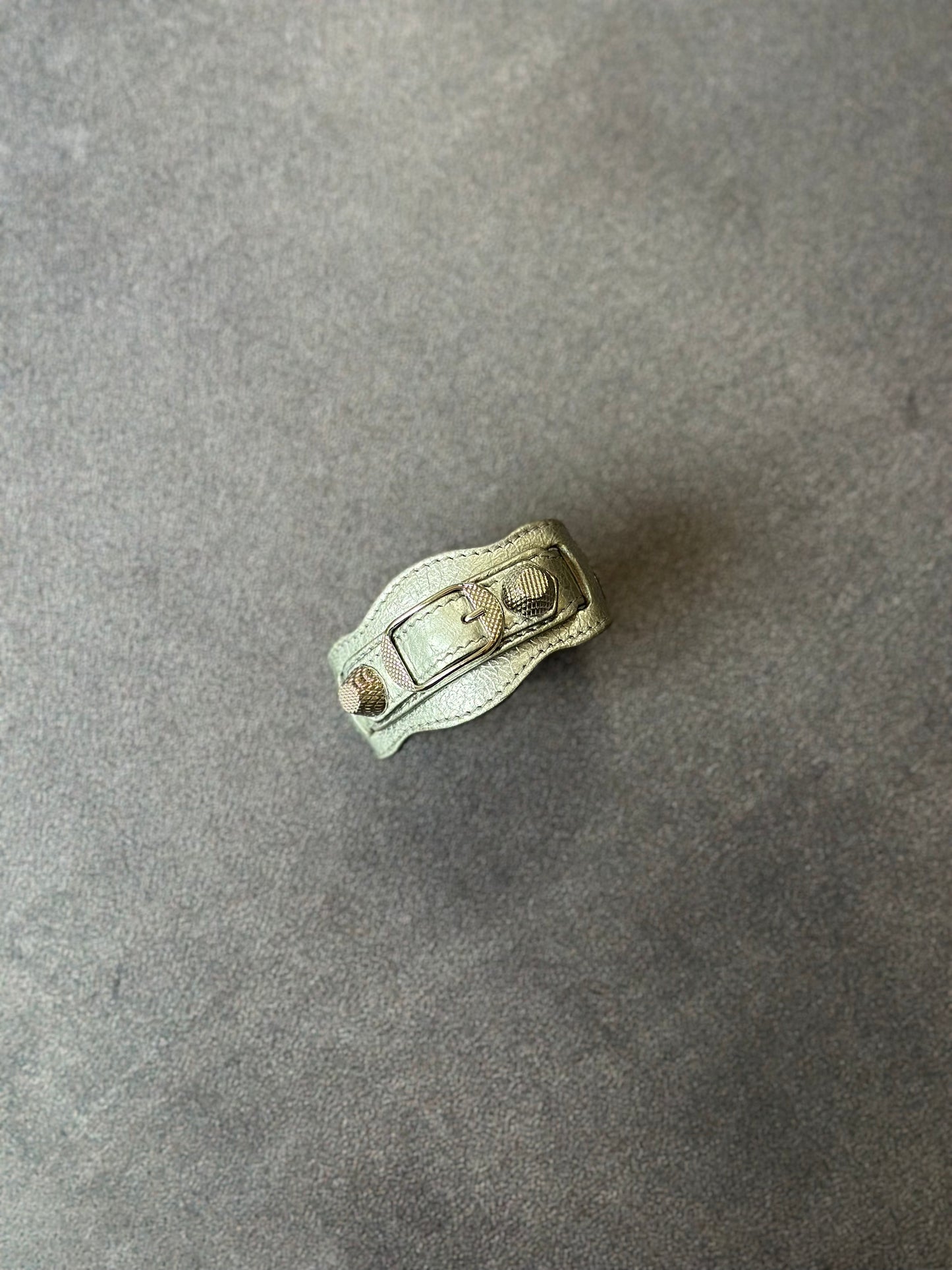 Designer Balenciaga Silver Leather Bracelet