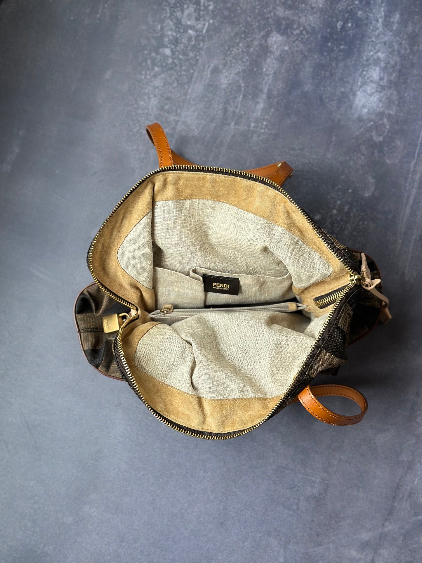 Designer Fendi Shoulder Bag, Leather and Canvas