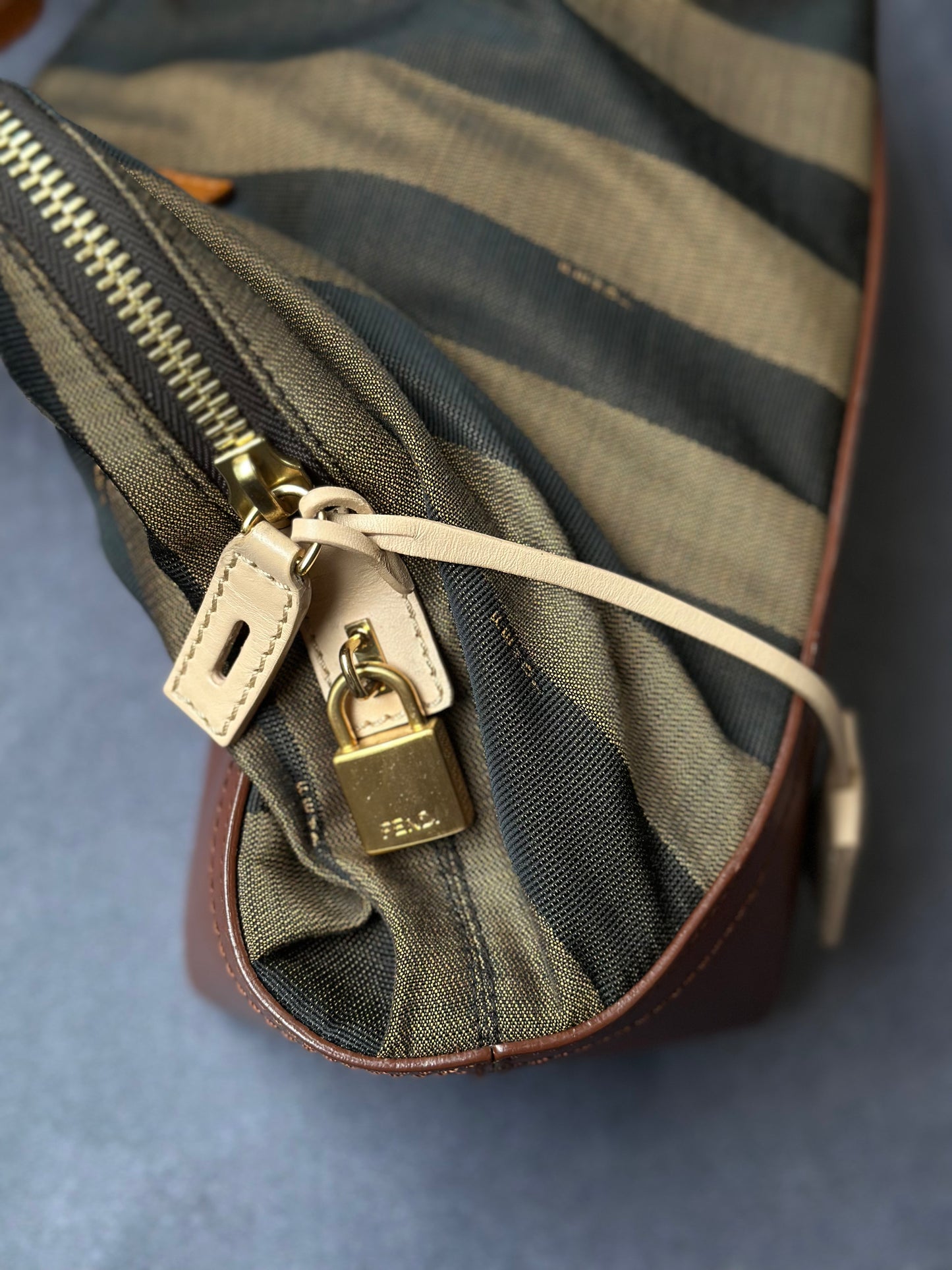 Designer Fendi Shoulder Bag, Leather and Canvas