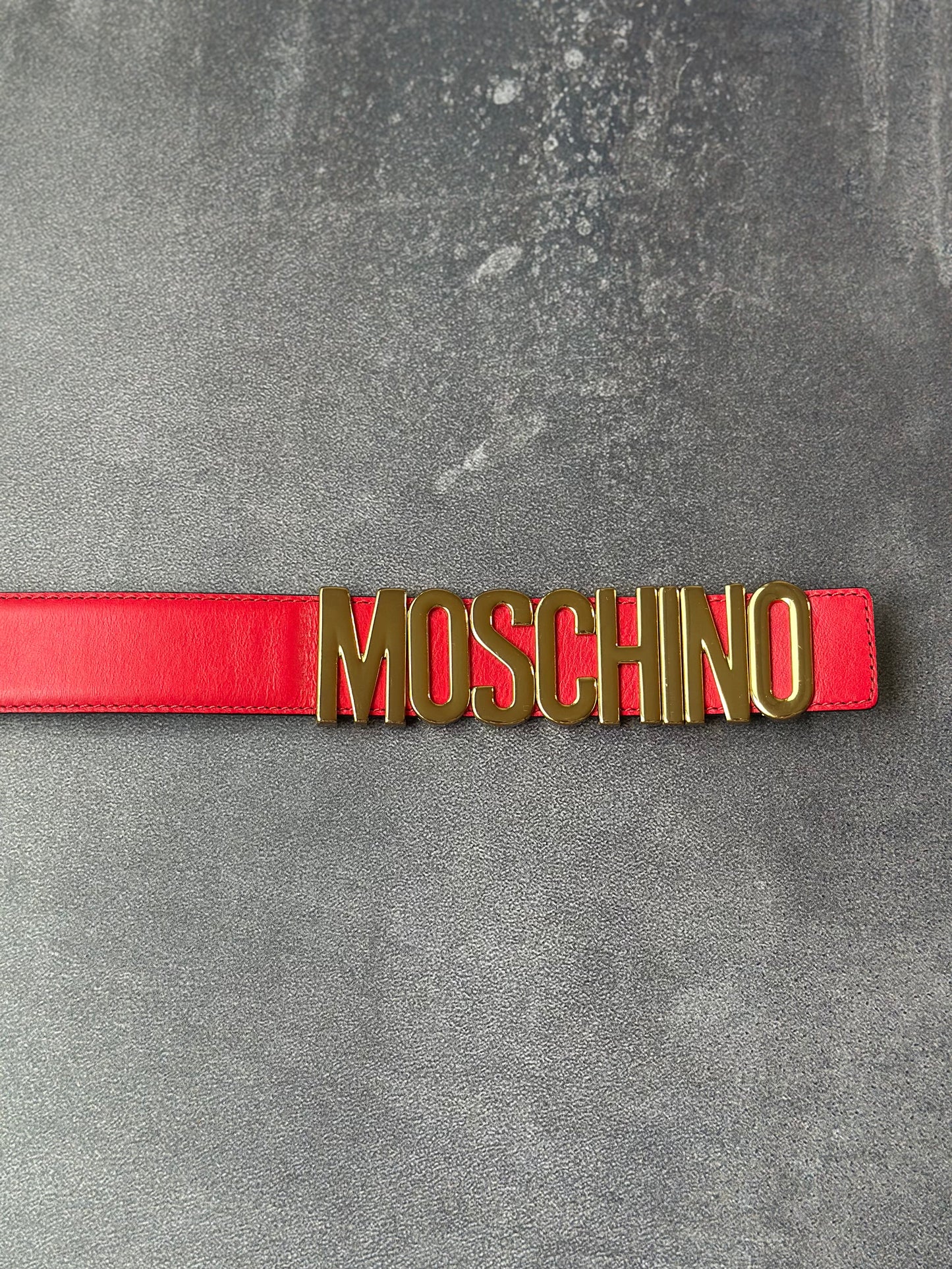 Designer Moschino Red Leather Belt