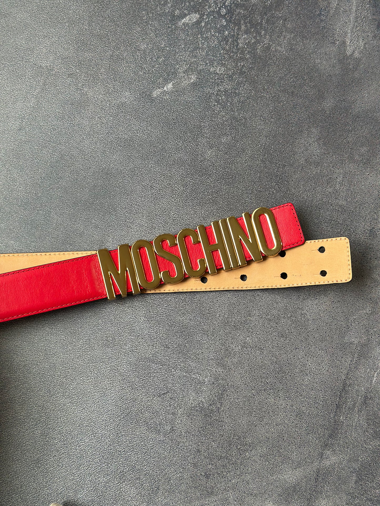 Designer Moschino Red Leather Belt