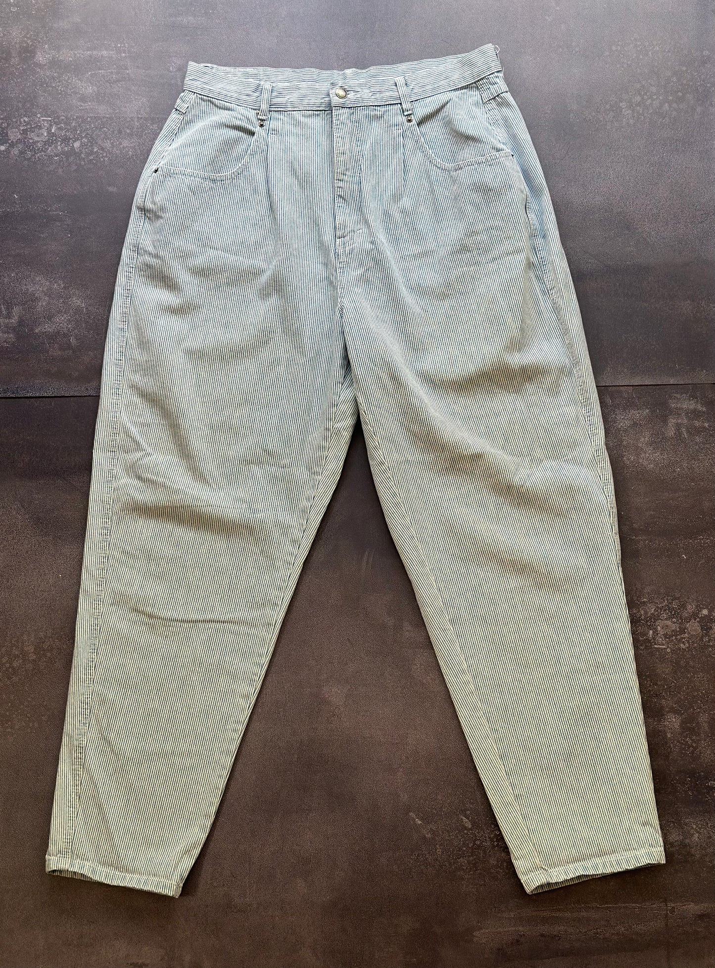 Vintage Pinstripe Cotton Pants Wide-Leg