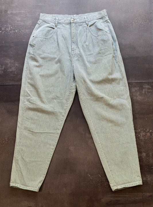 Vintage Pinstripe Cotton Pants Wide-Leg
