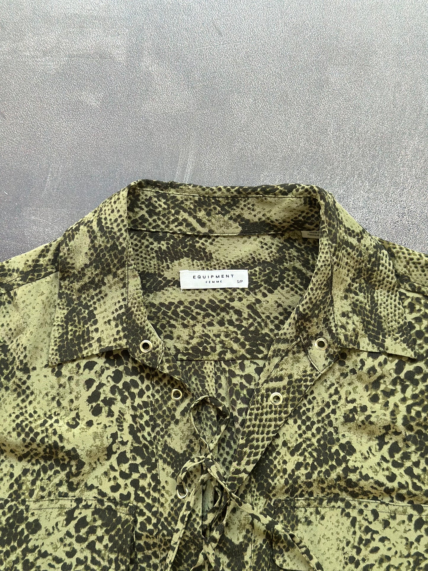 Designer Equipment Femme Green Silk Dress Shirt