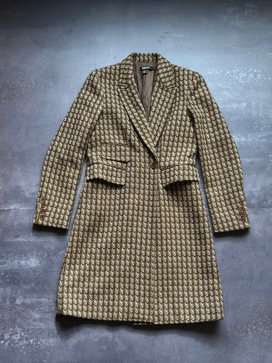 Vintage DKNY Brown Wool Long Coat