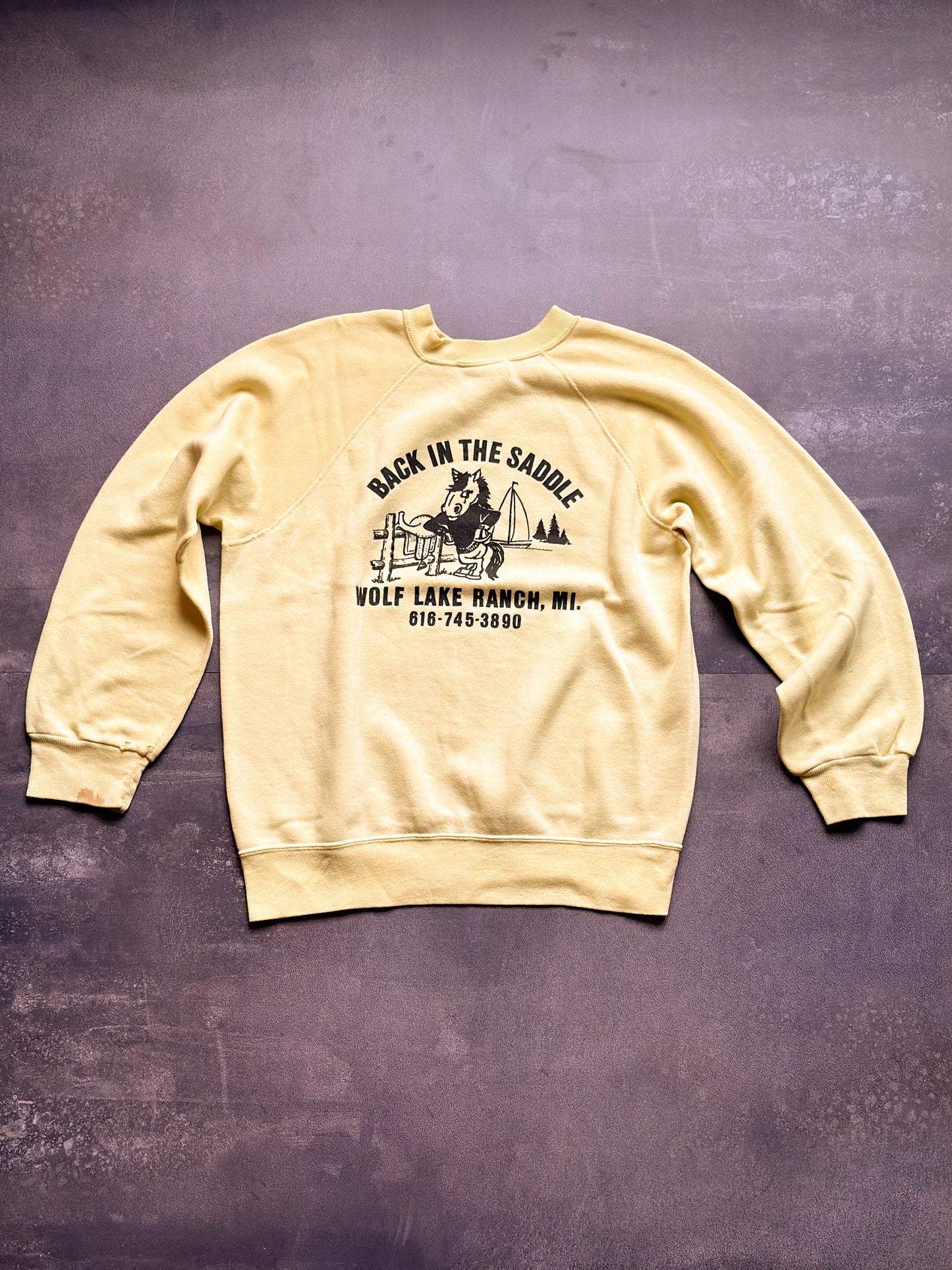 Vintage Yellow Wolf Lake Ranch Sweatshirt